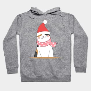 cat with santa hat christmas Hoodie